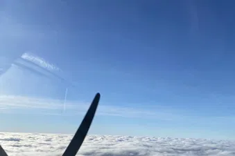 Flying above the motorway traffic ...