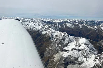 Private flight from Sion to Cannes. Fly over Grand Paradiso and the Mont Blanc in the Alps