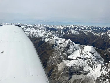 Private flight from Sion to Cannes. Fly over Grand Paradiso and the Mont Blanc in the Alps