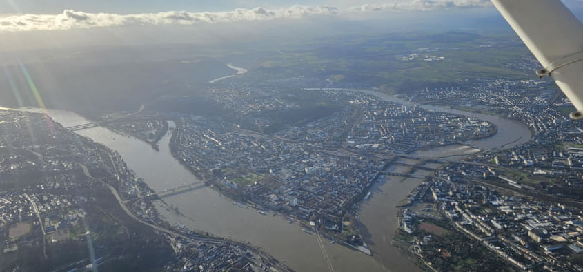 Rundflug über Bonn bis Koblenz