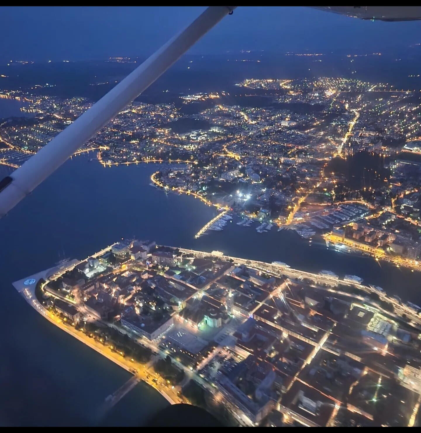 Night flying above Zadar