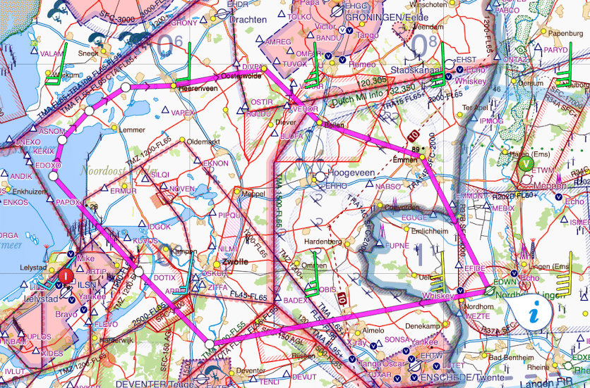 Die zu fliegende Route🛫