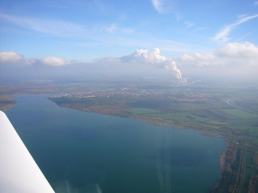 Flug über Leipzig ins südliche Braunkohlenrevier