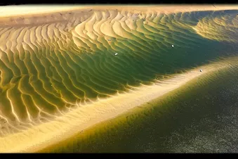 Le Bassin d'Arcachon et la côte vus du ciel. Birds eye view.