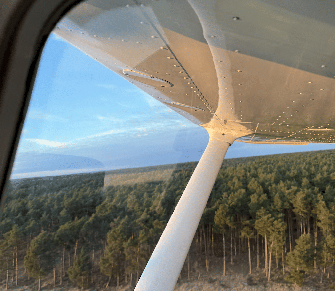 Ausblick aus dem Fenster nach dem Start