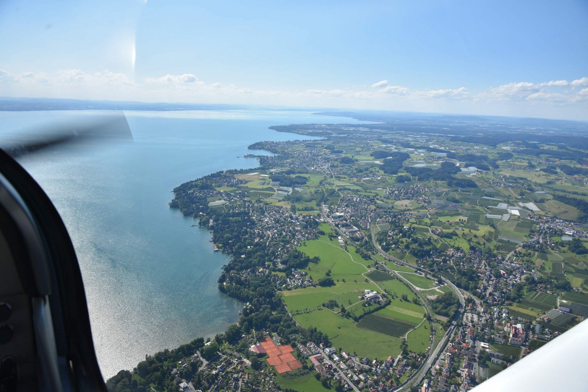 Flug von Leutkirch im Allgäu zum Bodensee sowie Oberschwaben