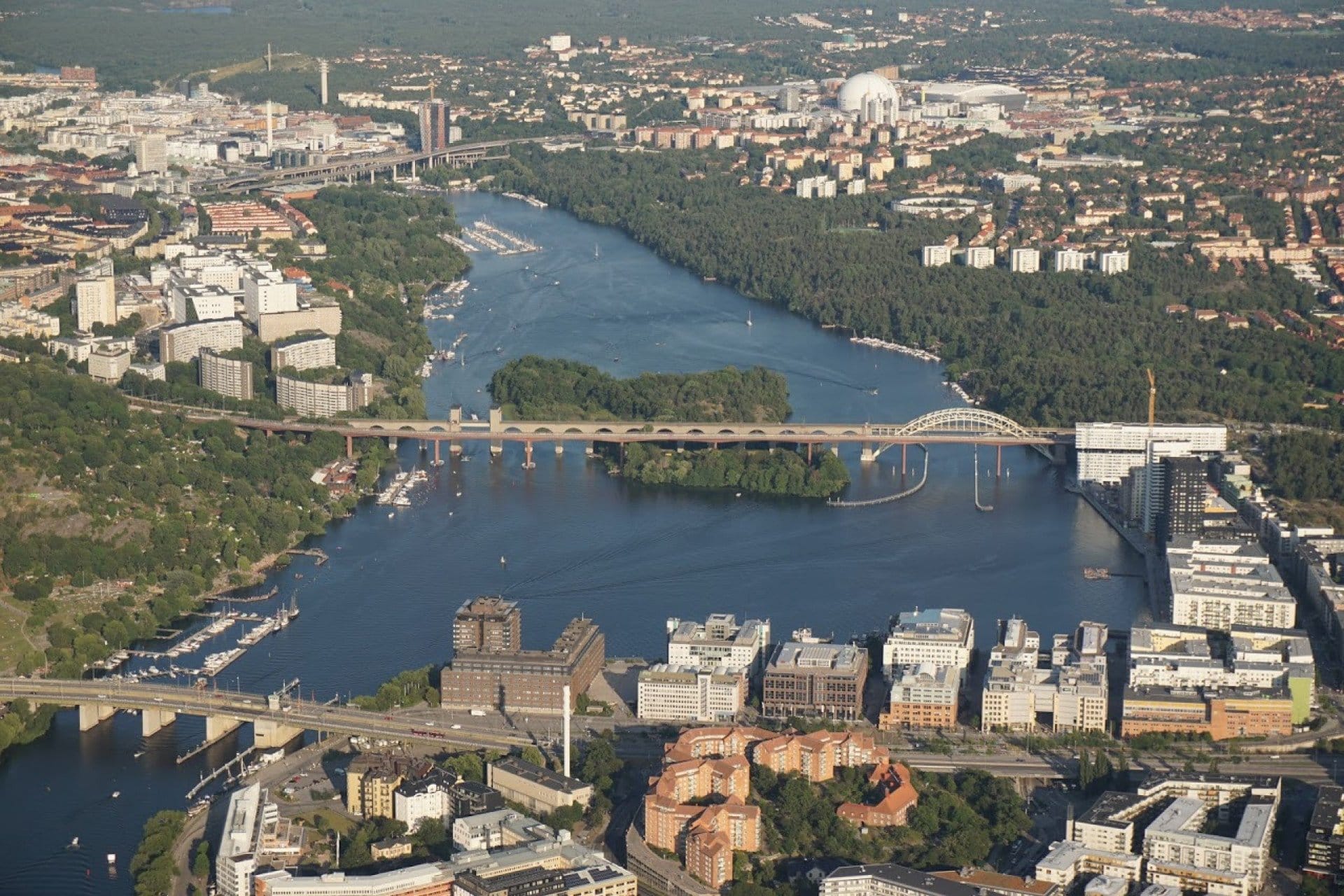 Flying over Stockholm and Stockholm's archipelago 