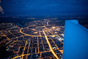 Night sightseeing flight over Szeged