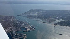 Portsmouth from the air, great view of the aircraft carrier