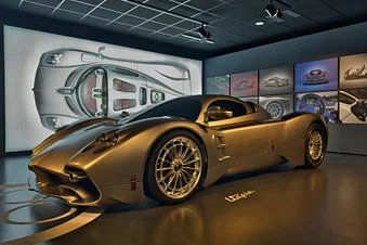 Ferrari, Maserati, Pagani and Lamborghini from above in heli