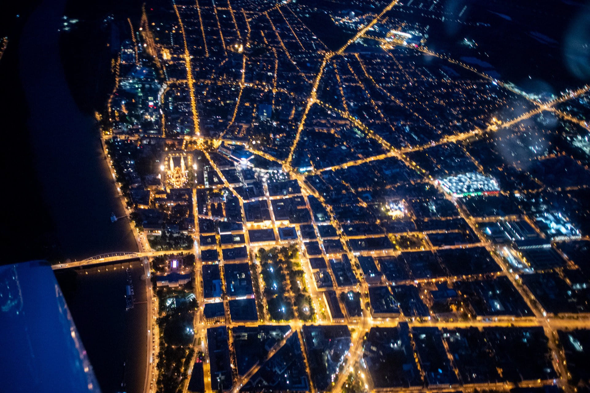 Night sightseeing flight over Szeged