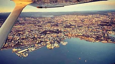 Flying over Oslo in Norway, take off from Kjeller