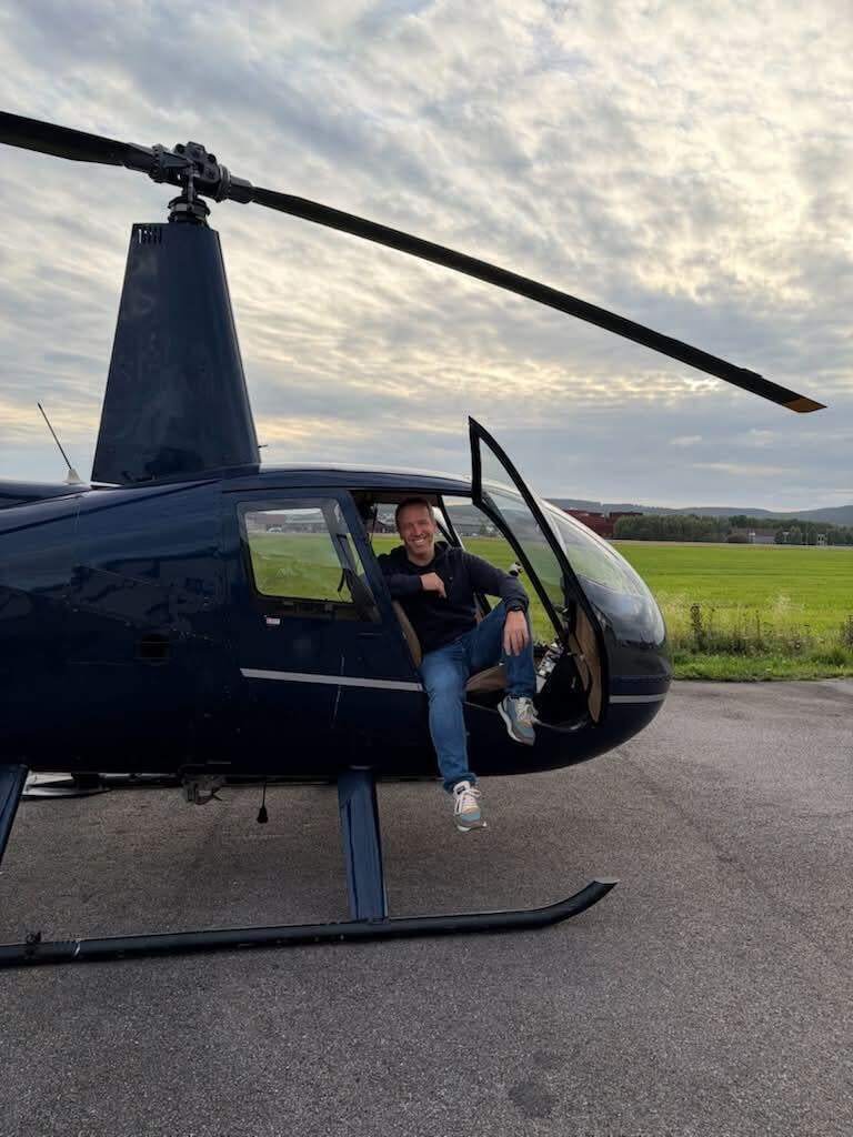 R44 outside hangar