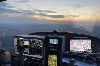 retour Touquet fin de journée vu du cockpit