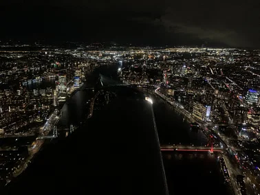 Night flight above Rotterdam