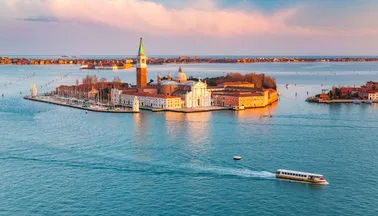 Flight over the beautiful Venice lagoon