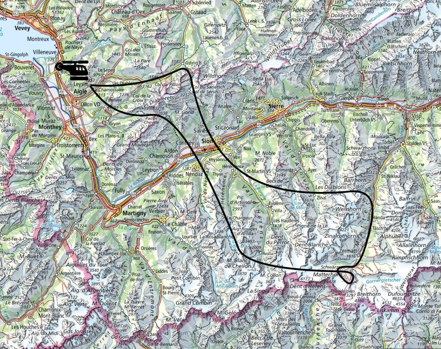 🚁 Tour en hélico - 60 min - depuis Leysin