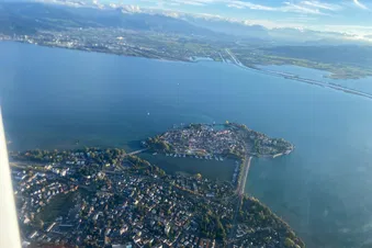 The famous Lindau Island in the middle of lake Constance
