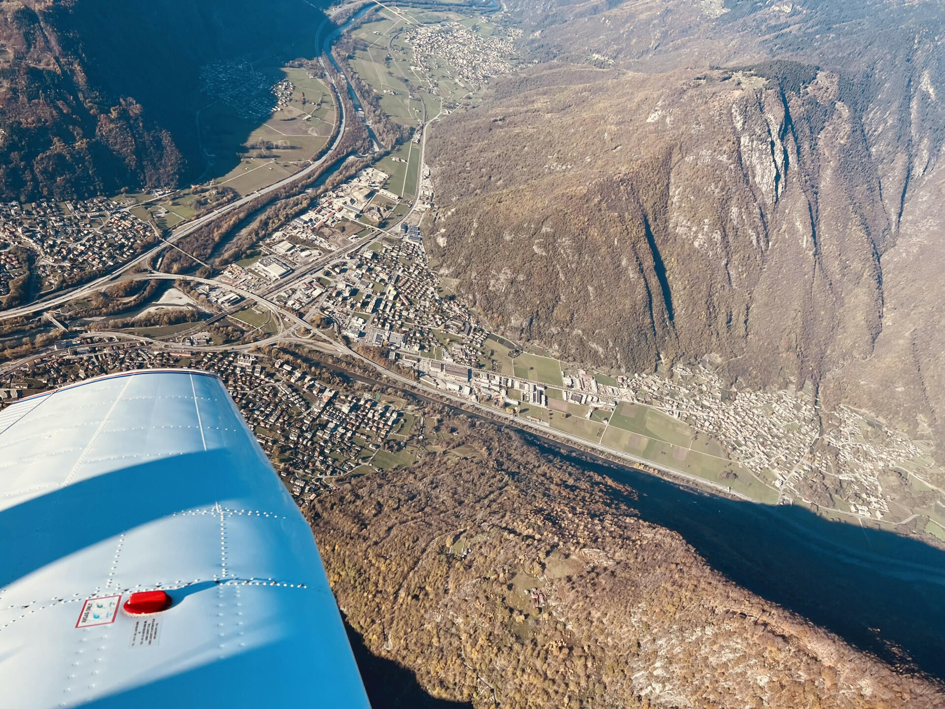 Flying above the center part of the Canton Ticino
