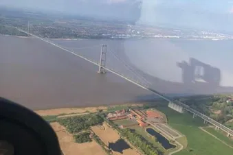 The Humber Bridge and Lincolnshire Coastline from the Air