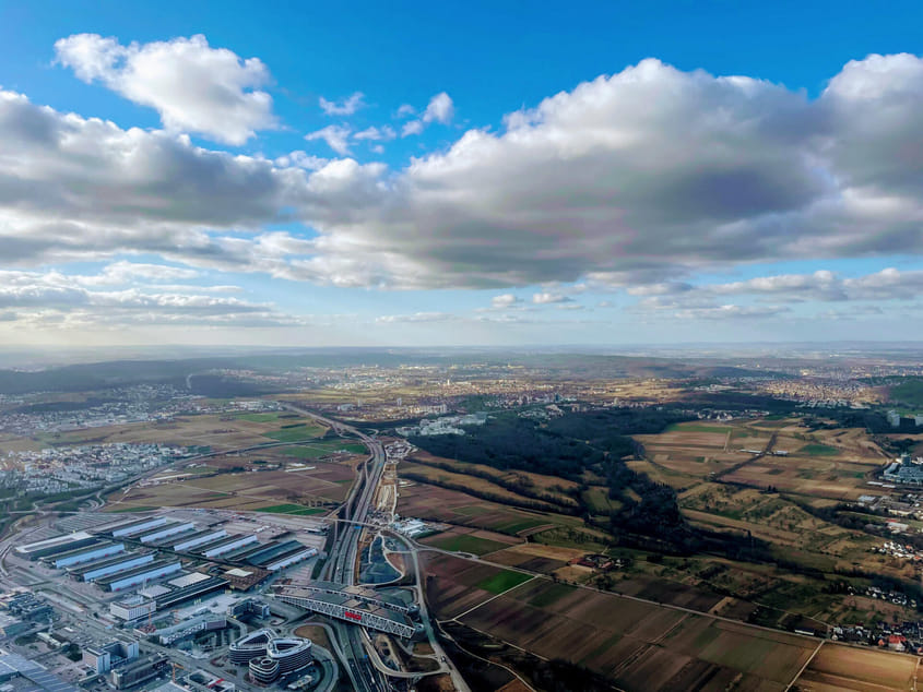 Rundflug über das Gäu, Tübingen, Reutl, Stuttgart Flugh&City