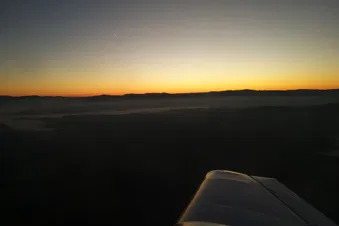 Mont du Lyonnais au couché de soleil