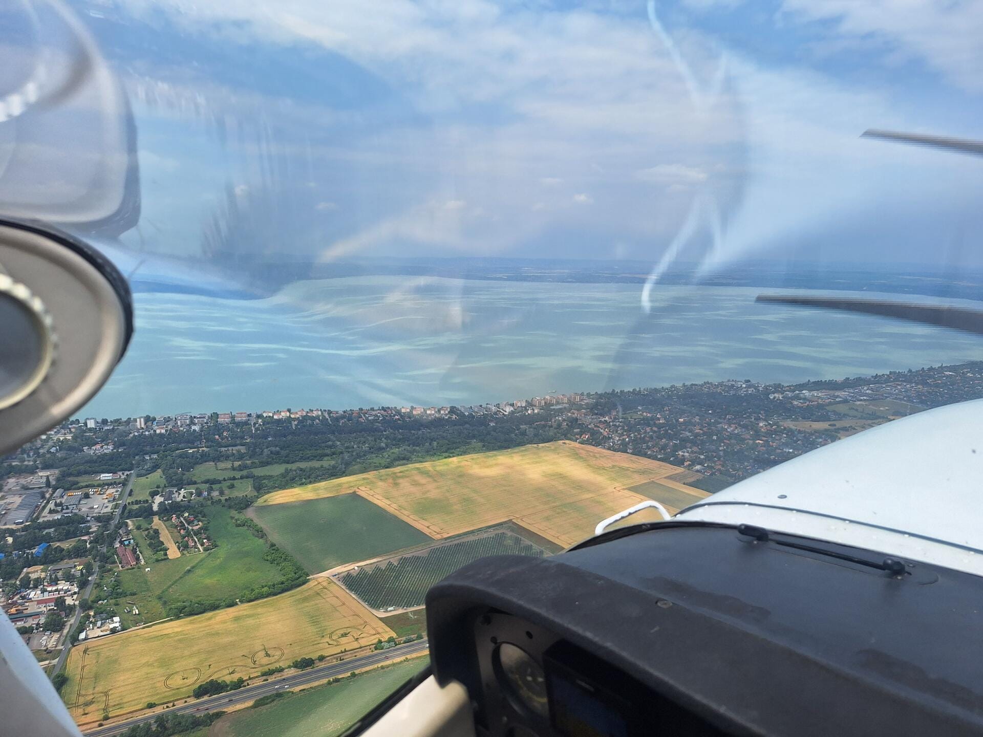 This photo was taken after Departure from Siófok Airport, enabling us to see Lake Balaton