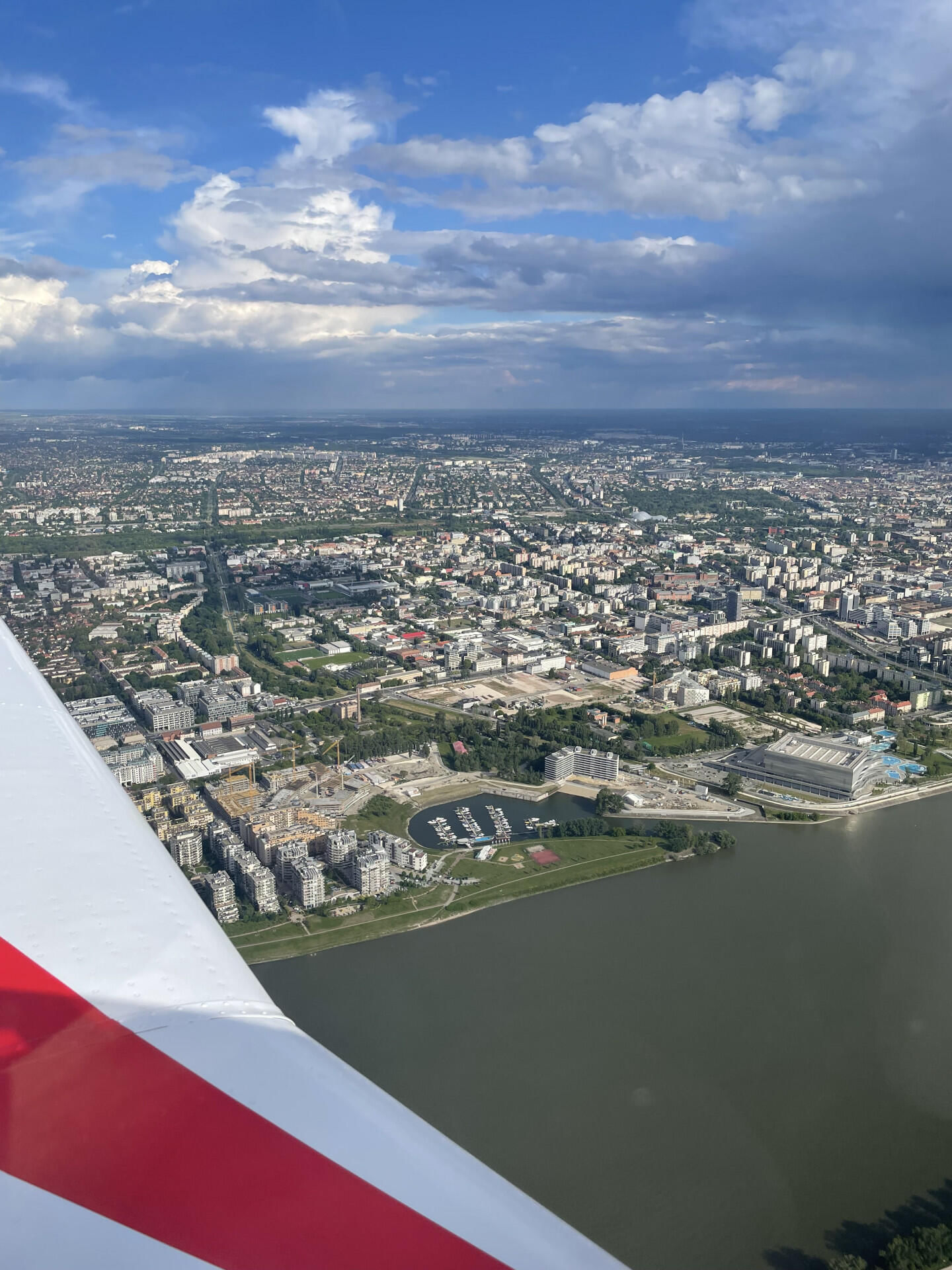 Budapest center with the Duna Aréna in the foreground.