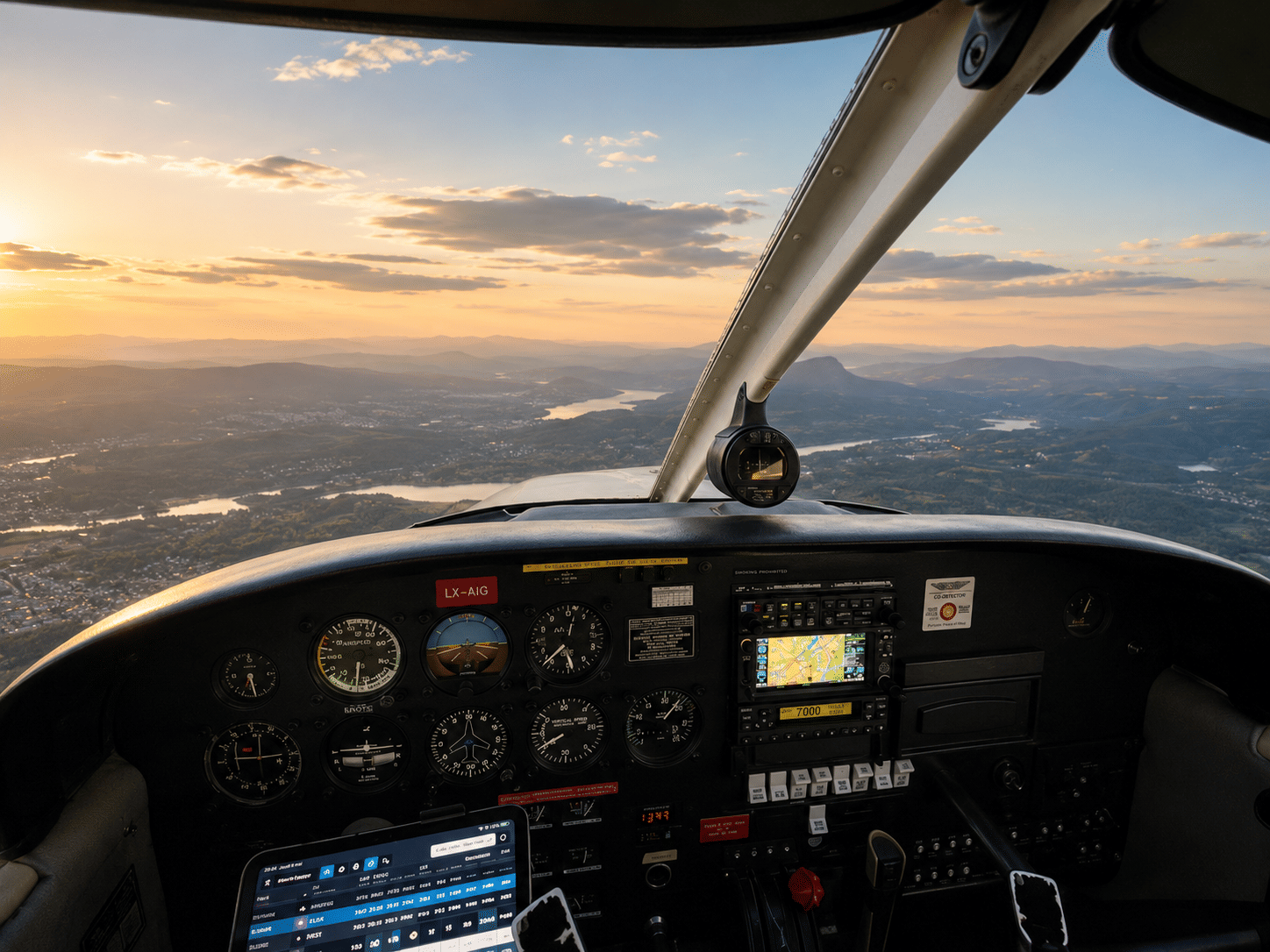Vue du cockpit d'un Piper PA28