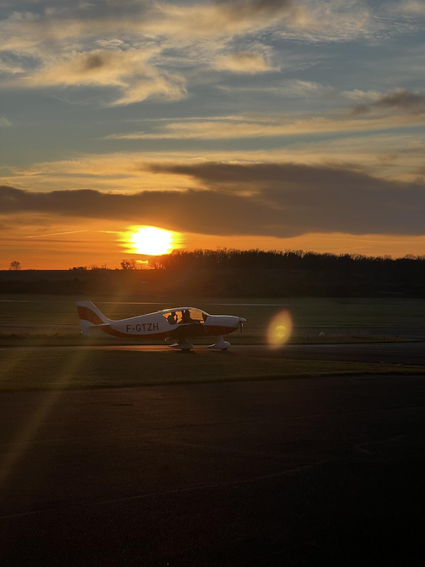 A l'atterrissage soleil couchant !