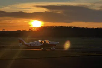 A l'atterrissage soleil couchant !